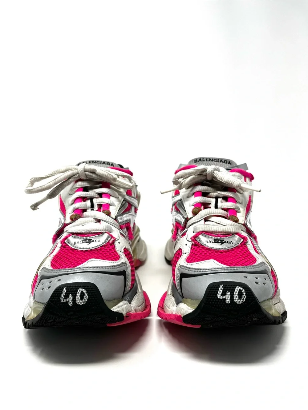 Authentic Balenciaga Womens Hot Pink White Runner Sneakers Shoes Chunky 40 10